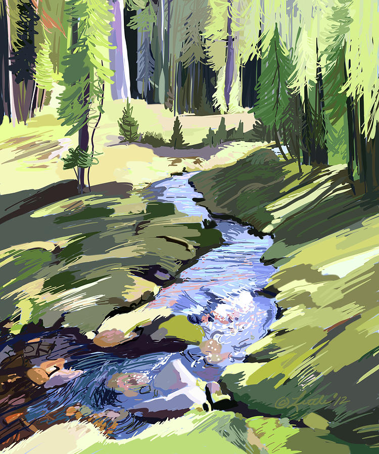 Lena Peak Stream #1 Painting by Pam Little