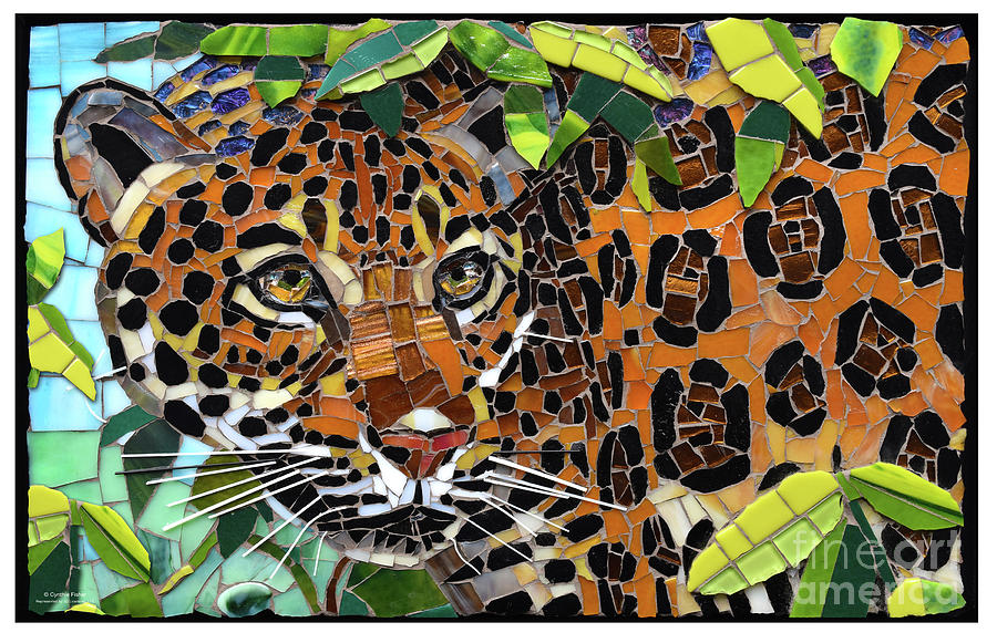 Leopard Glass Mosaic #1 Sculpture by Cynthie Fisher