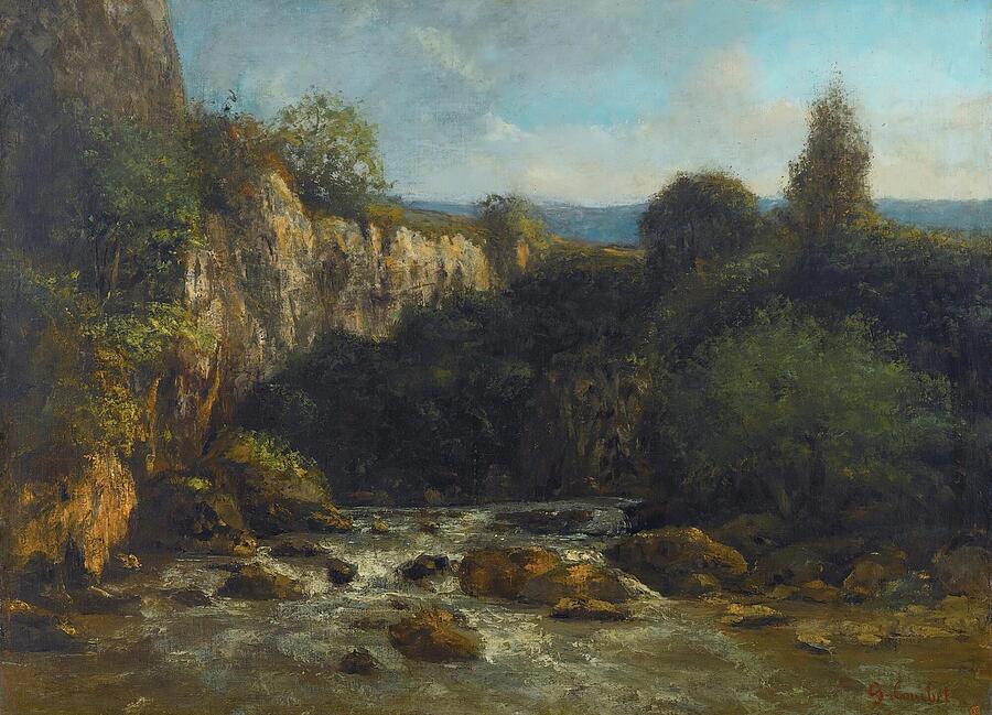 Tree Painting - Les Gorges De La Loue #1 by Gustave Courbet French