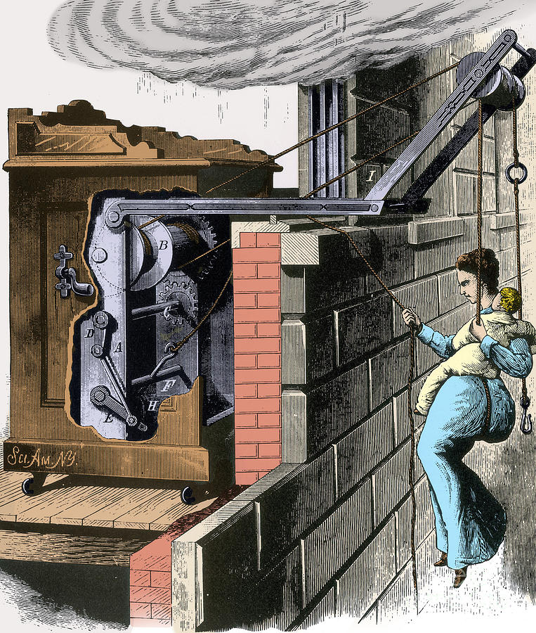 Lescales Automatic Fire Escape, 1878 #1 Photograph by Science Source
