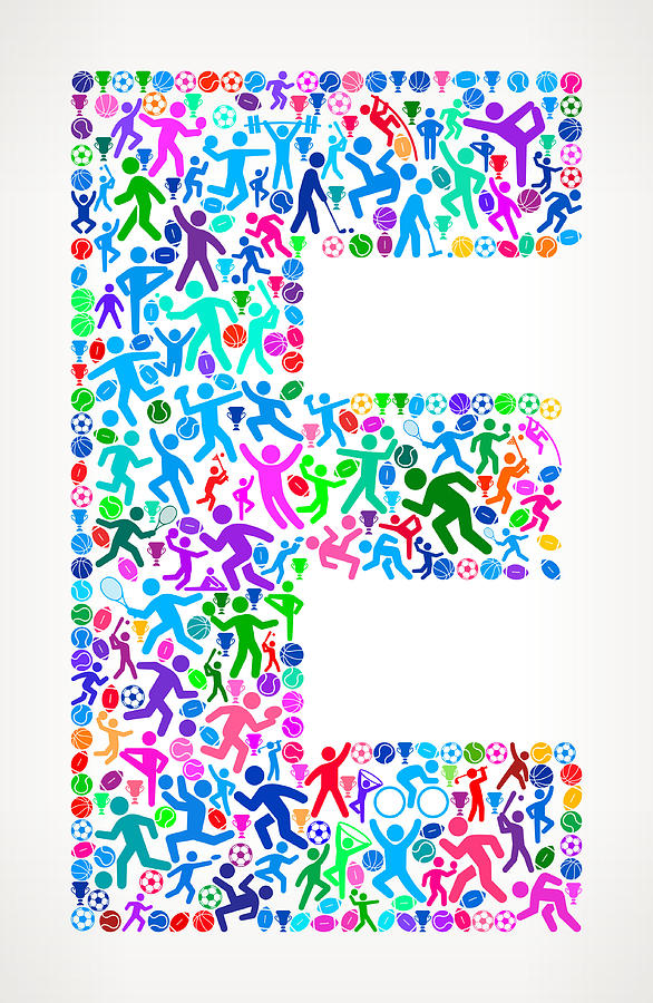 Letter E Fitness Sports and Exercise pattern vector background #1 Drawing by Bubaone