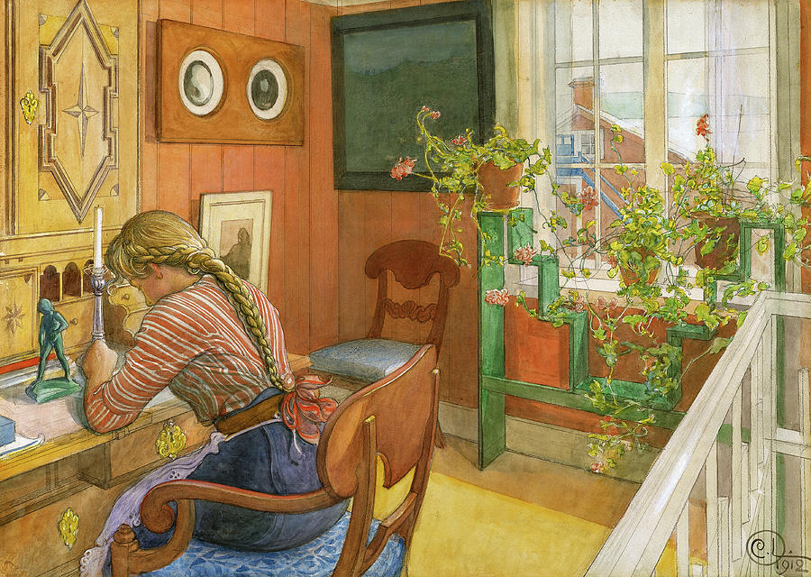 The Letter Writing, 1912 Painting by Carl Larsson