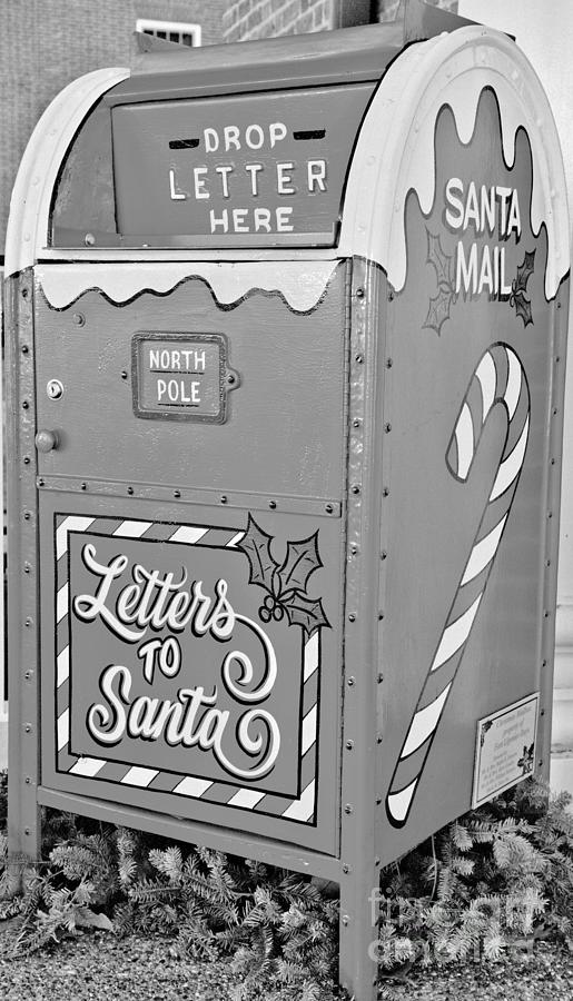Letters To Santa Mailbox Black And White #1 Photograph by Adam Jewell