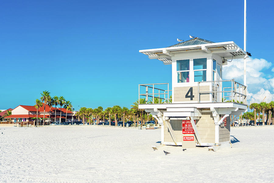 Lifeguard tower on Clearwater beach with beautiful white sand in Florida USA Photograph by Maria Kray
