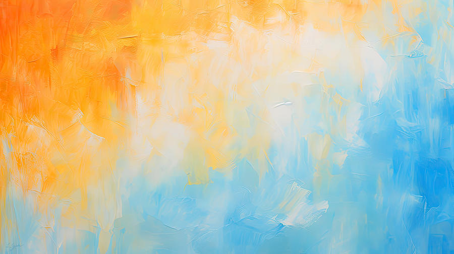 Light Blue and Yellow Modern Artwork Painting by Lourry Legarde