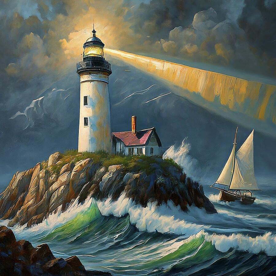 Lighthouse Digital Art - Lighthouse #1 by Gary Wilcox