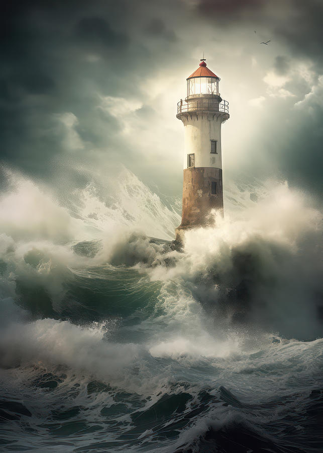 Lighthouse In Storm #1 Photograph By Lauren Blessinger - Fine Art America