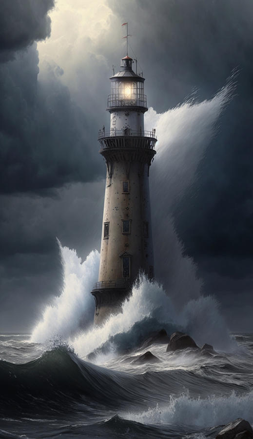 Lighthouse in the storm Digital Art by Gregory Coja - Fine Art America