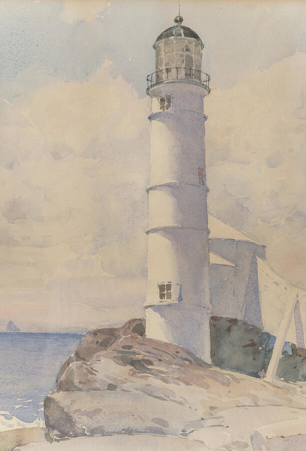 Lighthouse, Isle of Shoals, from 1886 Drawing by Childe Hassam