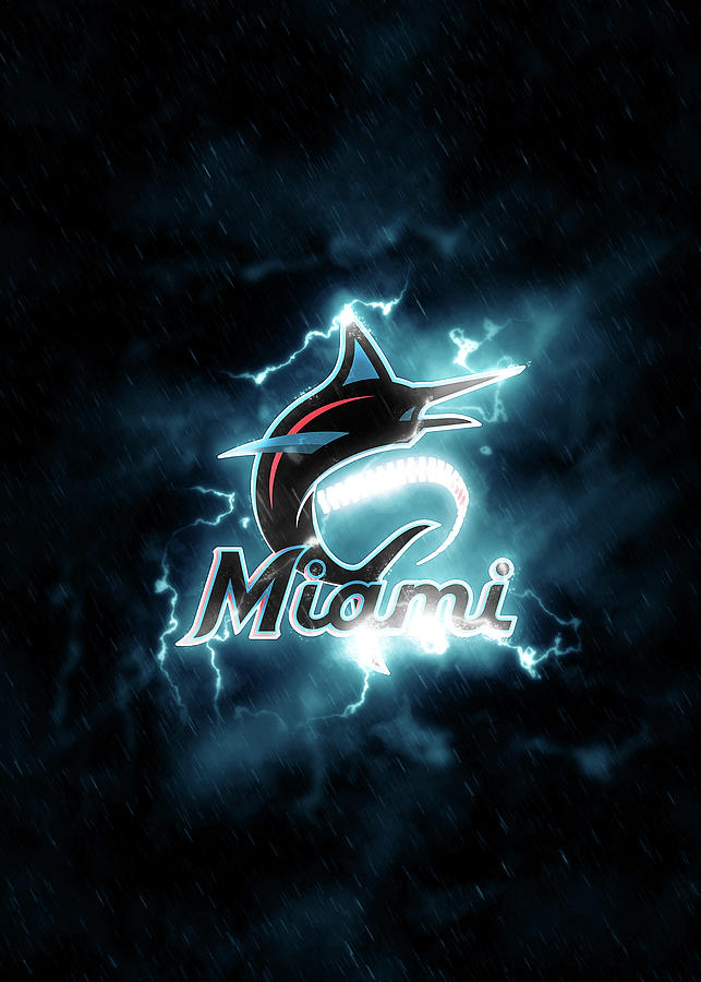 Lighting Baseball Miami Marlins Drawing by Leith Huber - Pixels