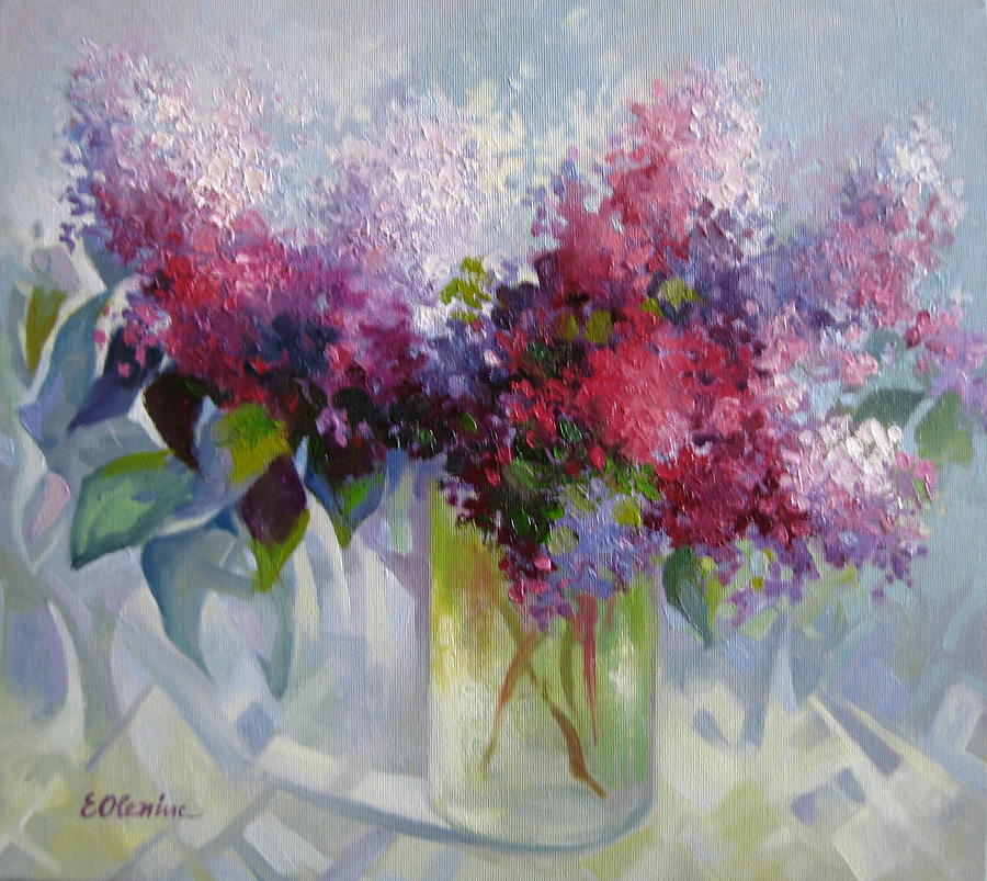 Lilac flowers #1 Painting by Elena Oleniuc