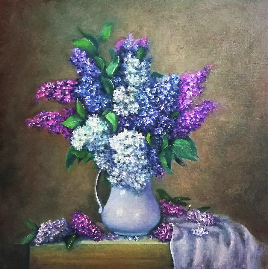 Poppy Painting - Lilac flowers #2 by Natalja Picugina