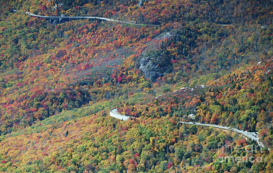 Linn Cove Viaduct Section of the Blue Ridge Parkway Aerial View  #1 Photograph by David Oppenheimer