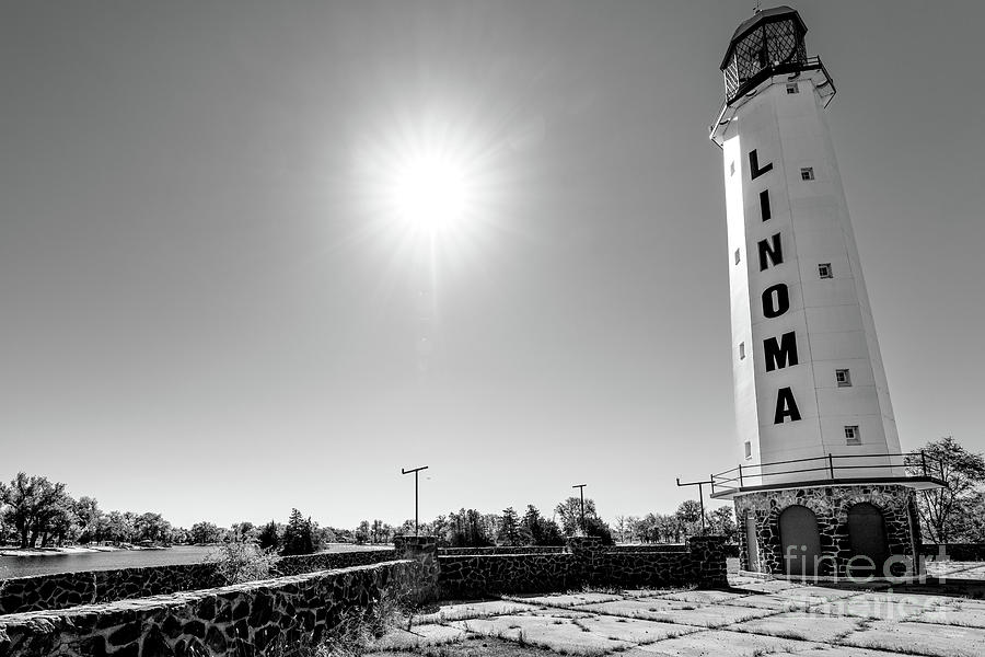 Linoma Lighthouse Nebraska Grayscale Photograph by Jennifer White