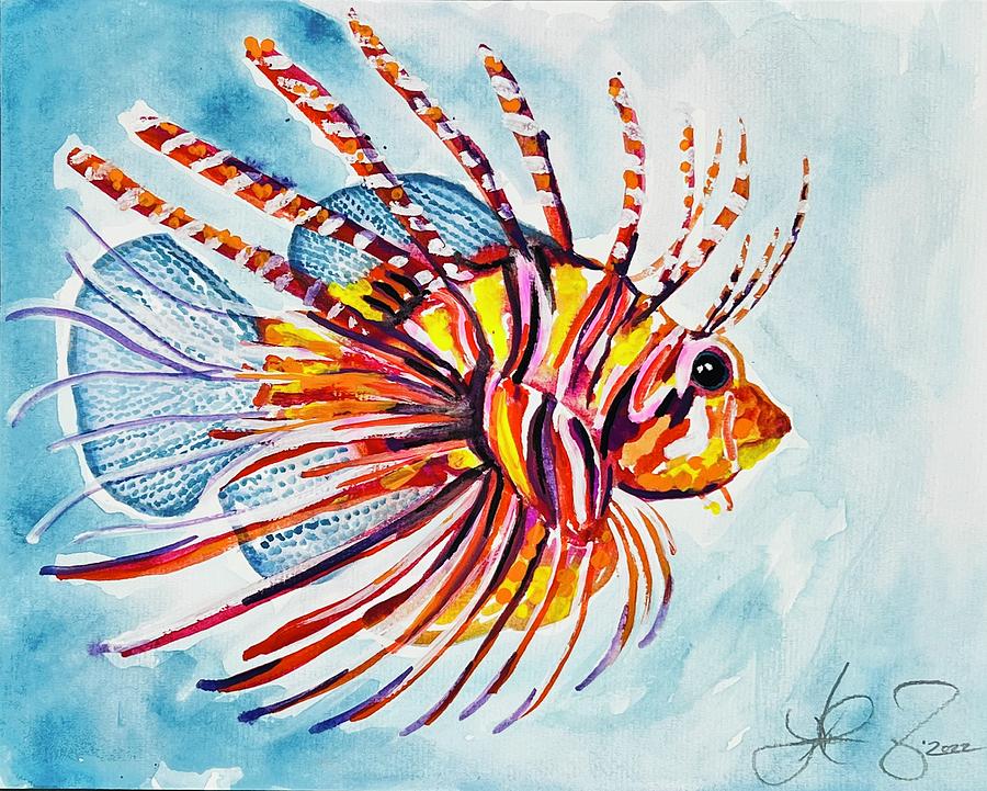 Lion fish Painting by Jessica Lenz - Fine Art America