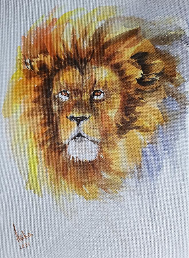 Lion King 2 #1 Painting by Asha Sudhaker Shenoy
