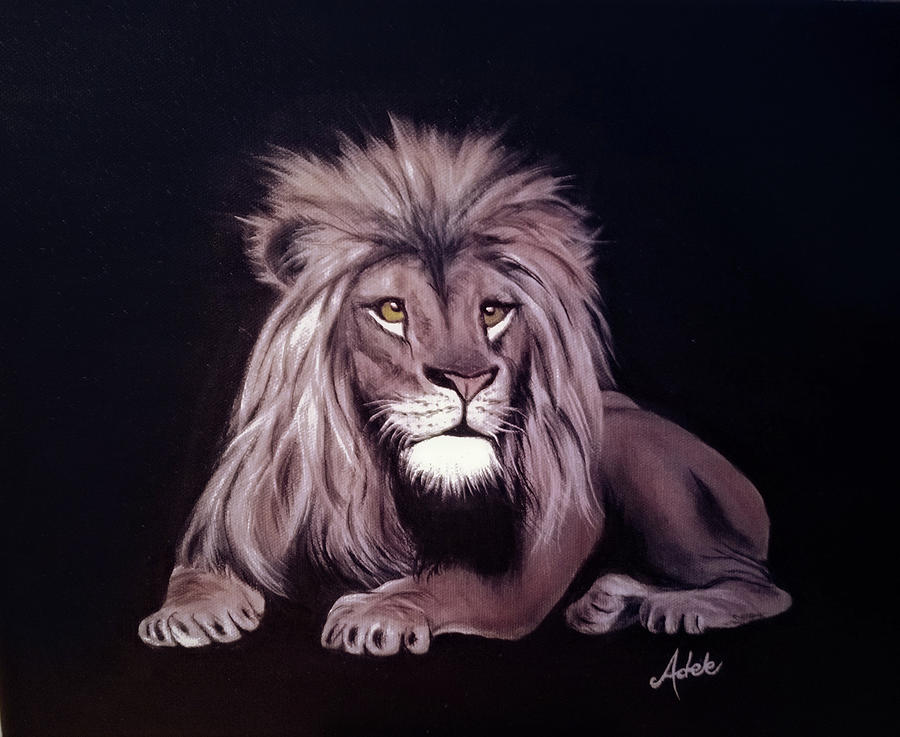 Lion Resting #1 Painting by Adele Moscaritolo