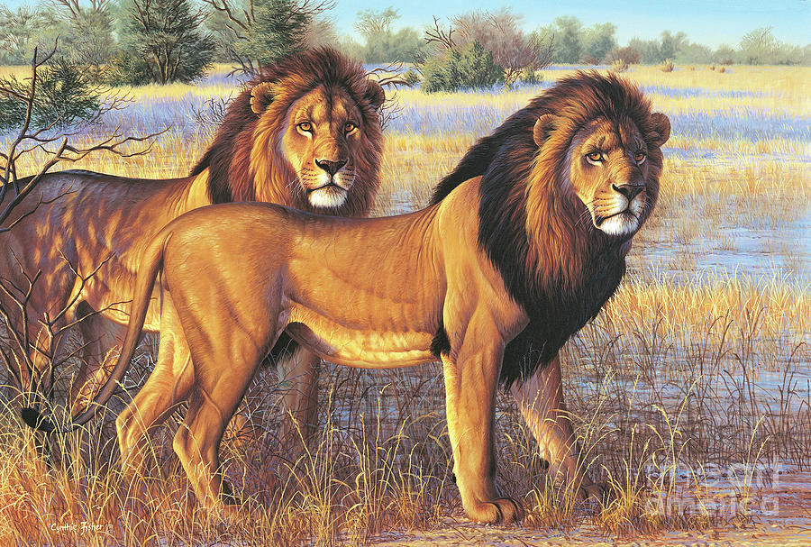 Lions #1 Painting by Cynthie Fisher