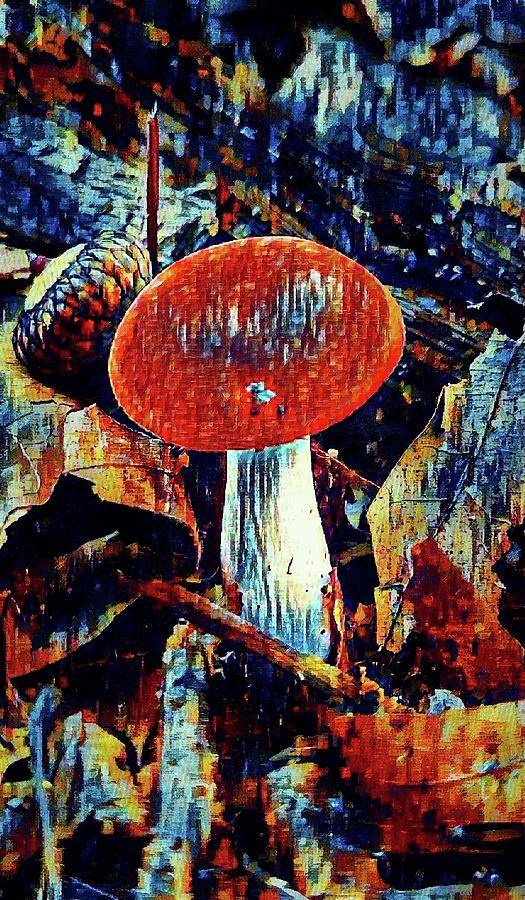 Little Red Mushroom #1 Mixed Media by Ally White
