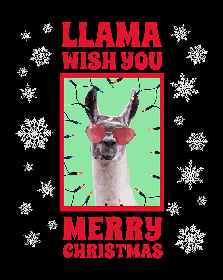 Llama Wish You Merry Christmas Funny Christmas Pajama Digital Art By Jessika Bosch