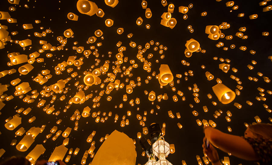 Loi Krathong - Lanterns #1 Photograph by © Razvan Ciuca