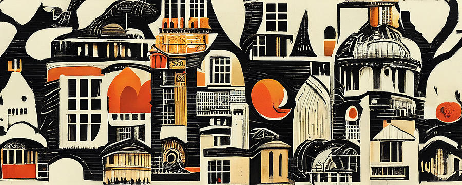 London  Skyline  In  The  Style  Of  Charles  Wysocki    D2e0ef09  5fe645  645cbf  Bc0a  645699dd645 Painting