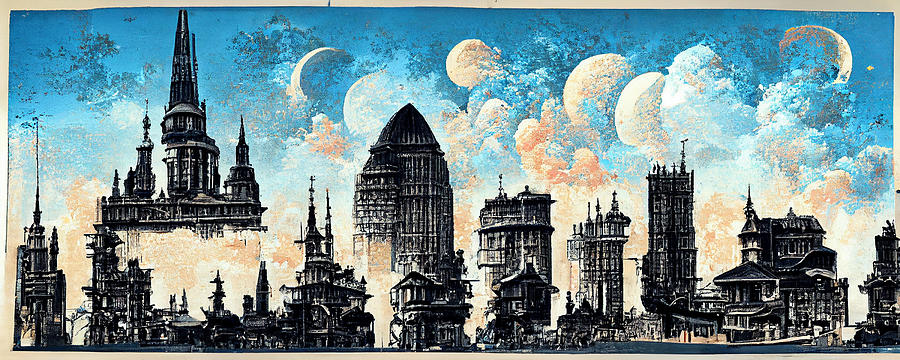 London  Skyline  In  The  Style  Of  Charles  Wysocki    Dad579645563a  06455630e  645f645f  A97e  F Painting