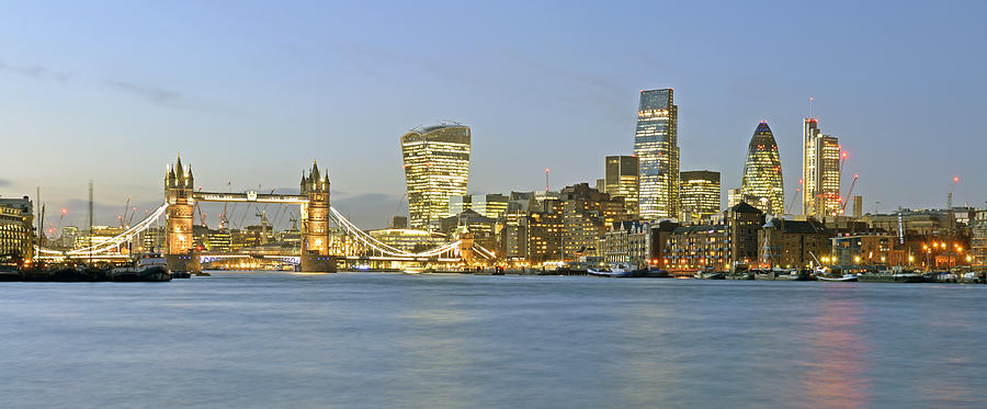 London skyline panoramic nightime view. #1 Photograph by Lovattpics