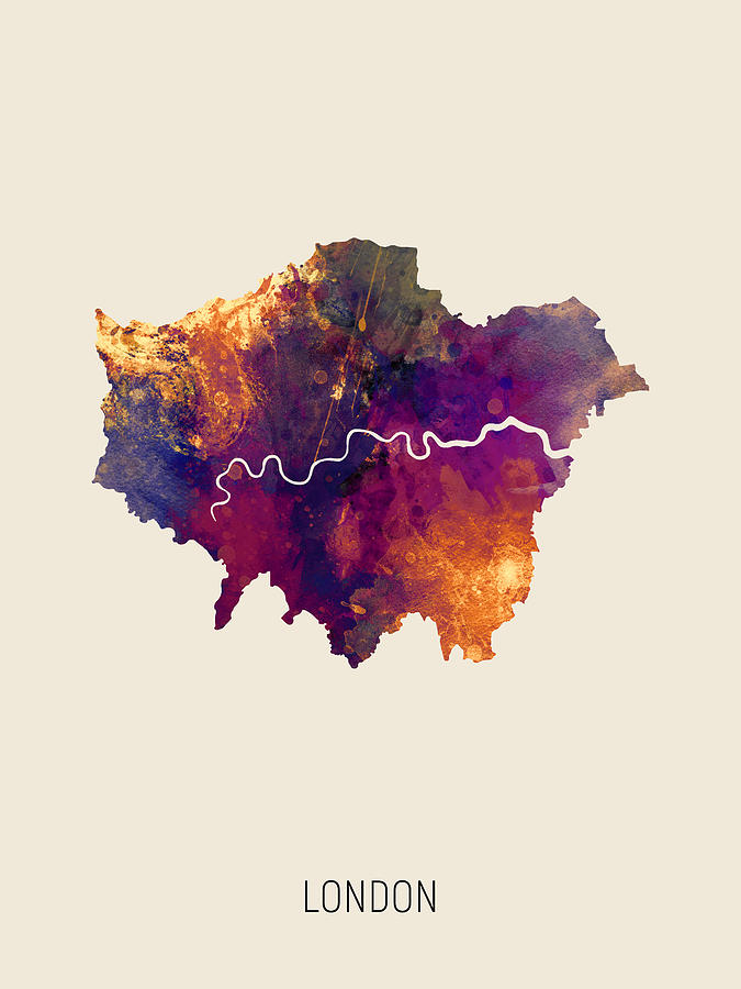 London Watercolor Map #1 Digital Art by Michael Tompsett