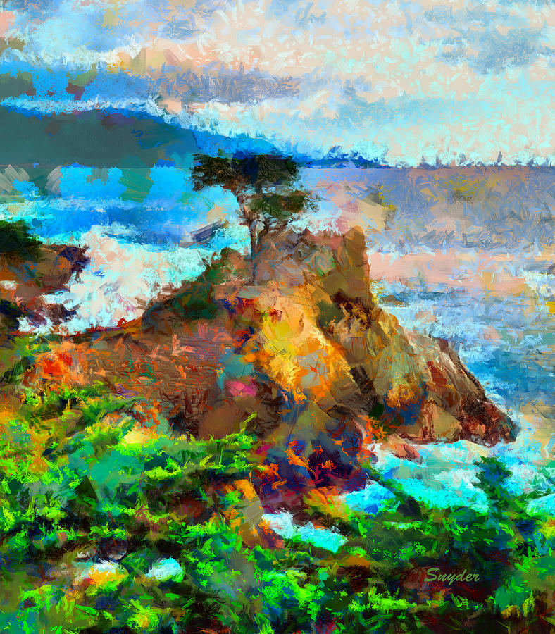 Lone Cypress Monterey Peninsula DP #1 Digital Art by Barbara Snyder