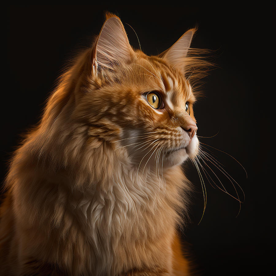 Long Hair Orange Tabby Digital Art by William Ernst - Fine Art America