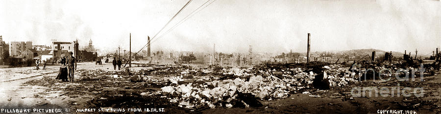 San Francisco Photograph - Looking down Market St. Ruins from 12th Street SF Earthquake 1906 by Monterey County Historical Society