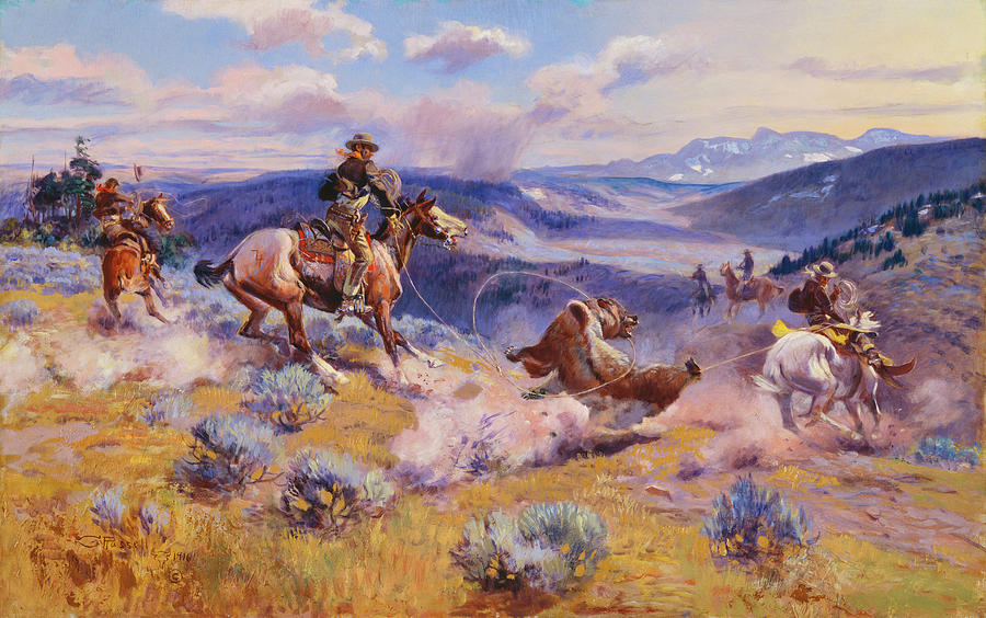 Horse Painting - Loops and Swift Horses are Surer than Lead #1 by Charles Marion Russell