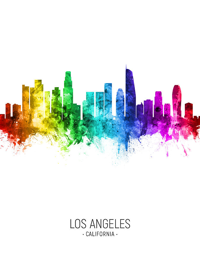 Los Angeles California Skyline #04b #1 Digital Art by Michael Tompsett
