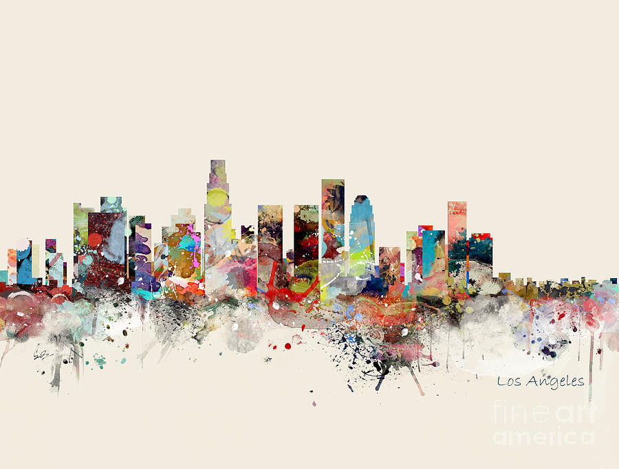 Los Angeles Skyline #1 Painting by Bri Buckley
