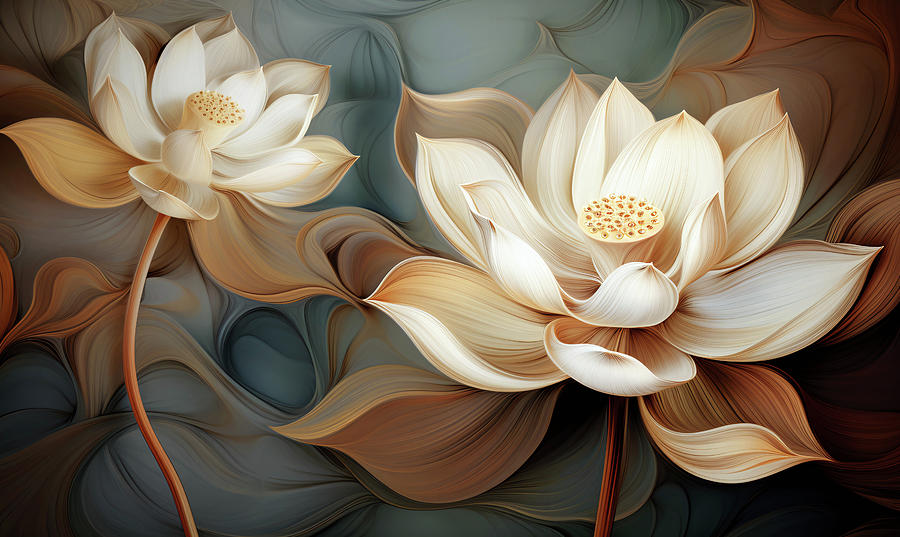 Lotus Flowers Abstract  #1 Digital Art by Jacky Gerritsen