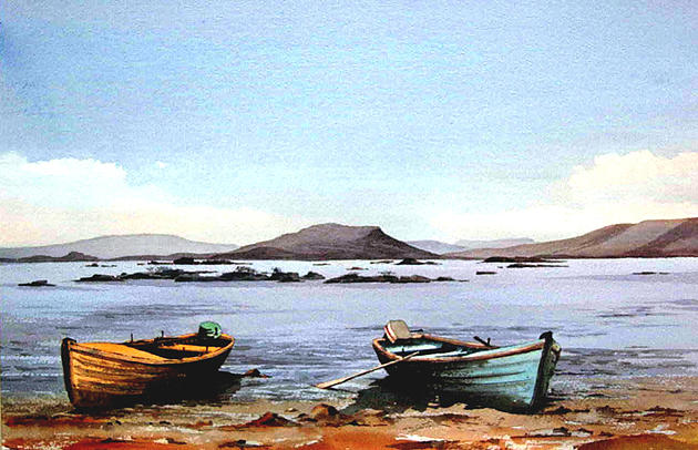 Lough Mask, Mayo #1 Painting by Val Byrne