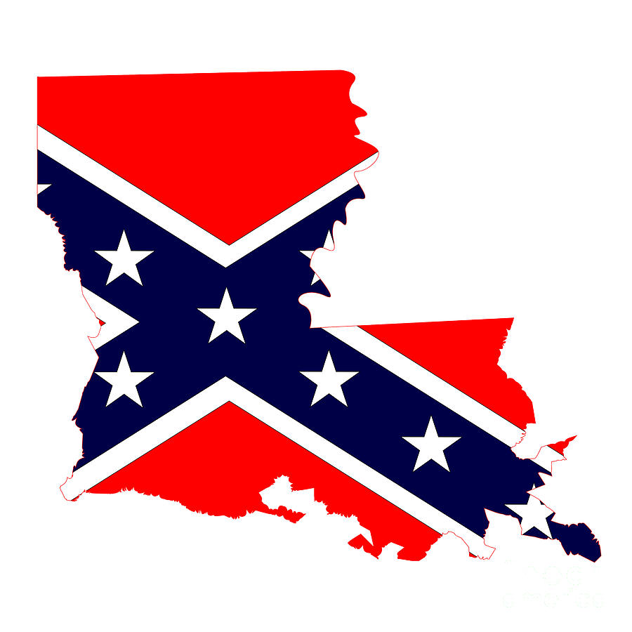 Louisiana State Map And Confederate Flag #1 Digital Art by Bigalbaloo Stock