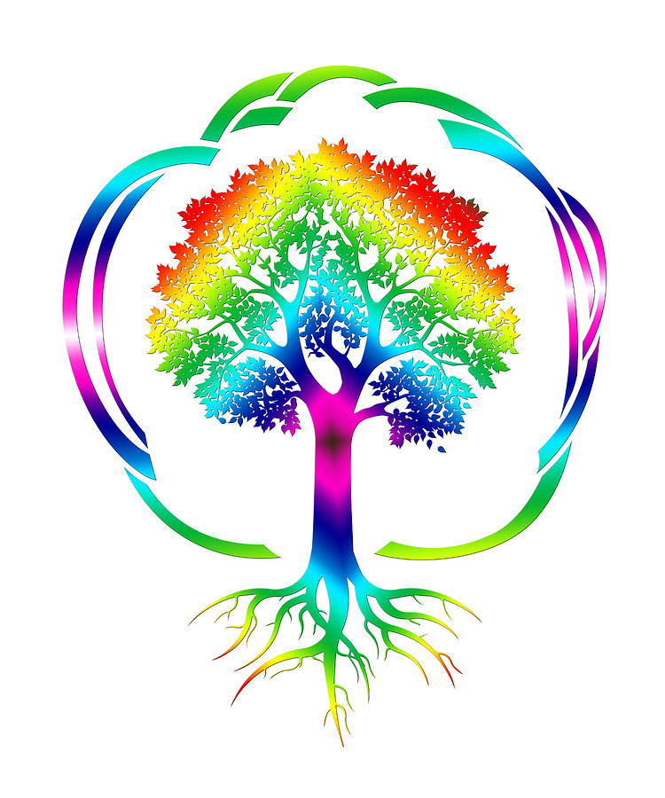 Multicolored tree of life.