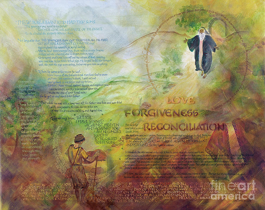 Love Forgiveness Reconciliation no border Painting by Judy Dodds