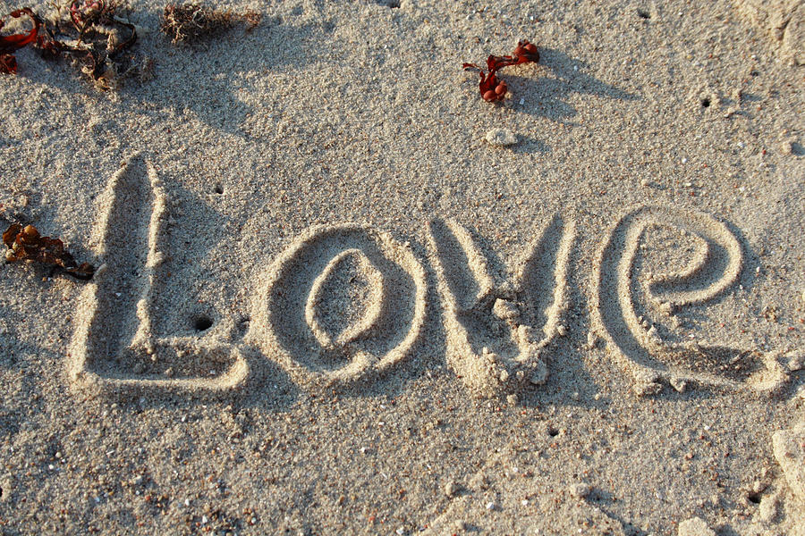 Love in sand - word of emotion #1 Photograph by Pejft