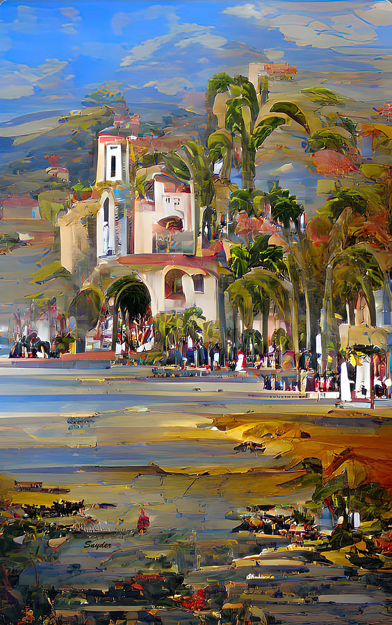 Low Tide at the Beach Santa Barbara California AI #1 Digital Art by Barbara Snyder