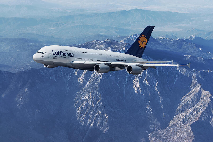 Lufthansa Airbus A380-800 #2 Mixed Media by Erik Simonsen