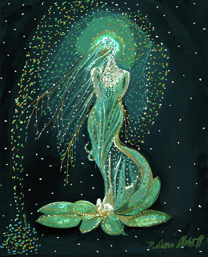 Luminous Green Mermaid  #1 Painting by Melissa Abbott