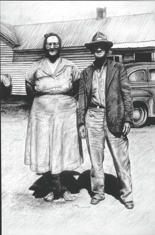 Ma and Pa Drawing by J L Collins