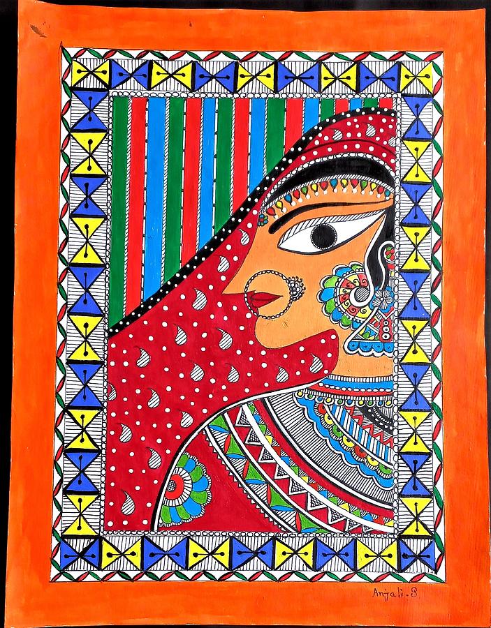 Madhubani painting - Village woman Painting by Anjali Sharma | Pixels