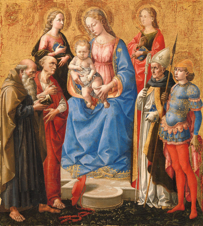 Madonna and Child with Six Saints #2 Painting by Francesco Pesellino