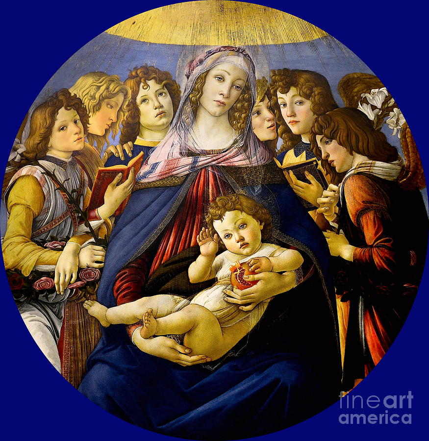 Madonna of the Pomegranate #1 Painting by Sandro Botticelli