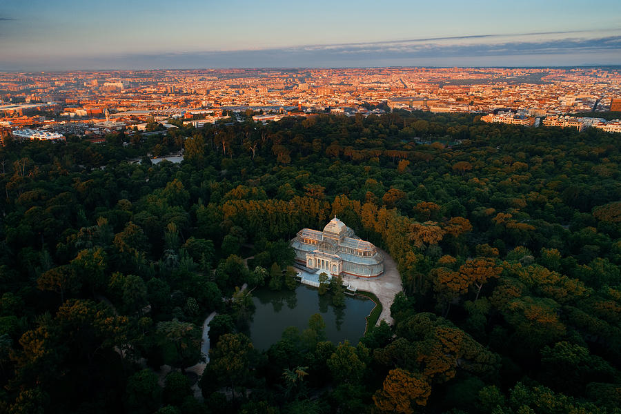 Madrid El Retiro Park aerial view #1 Photograph by Songquan Deng