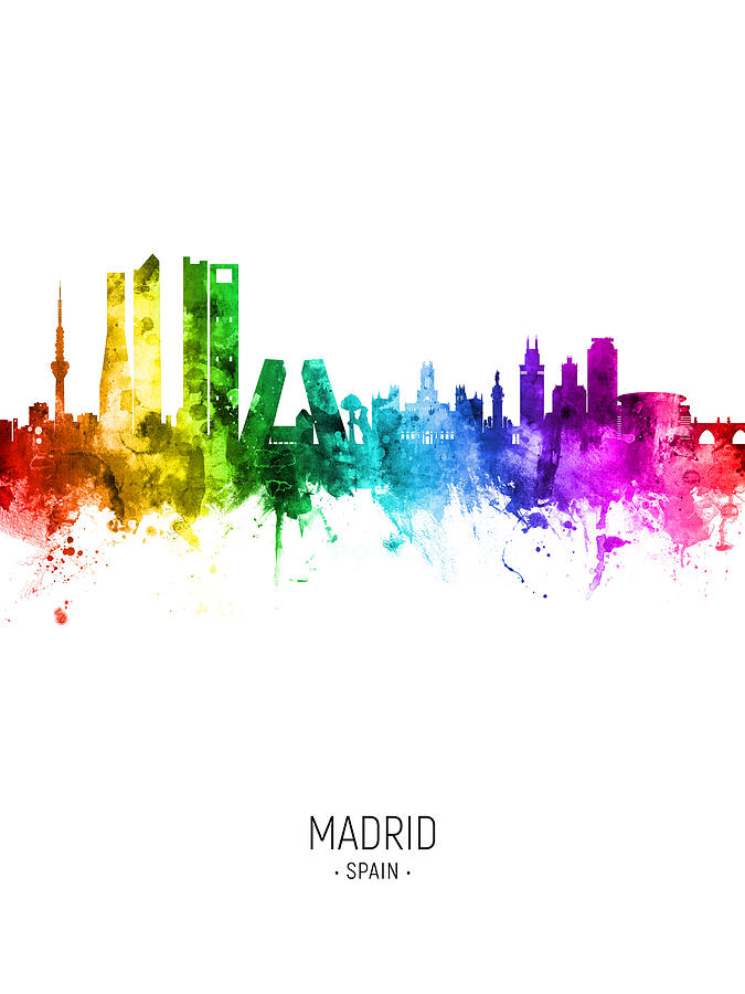 Madrid Spain Skyline #92 #1 Digital Art by Michael Tompsett